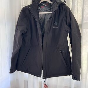 VENUS Black Women's Waterproof Ski Jacket with Hood